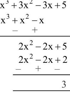 Polynomial long division of 3x⁴-x³-3x+5 by -x²+x-1