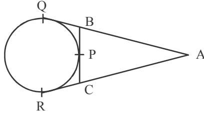 Circle touching triangle and extended sides