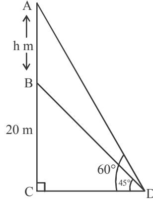 Tower on building with angles of elevation