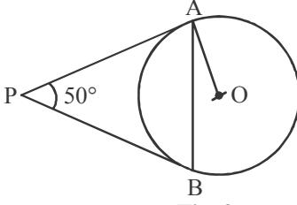 Circle with tangents PA and PB from external point P