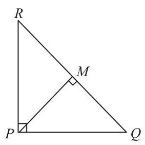 Triangle PQR right-angled at P, M on QR