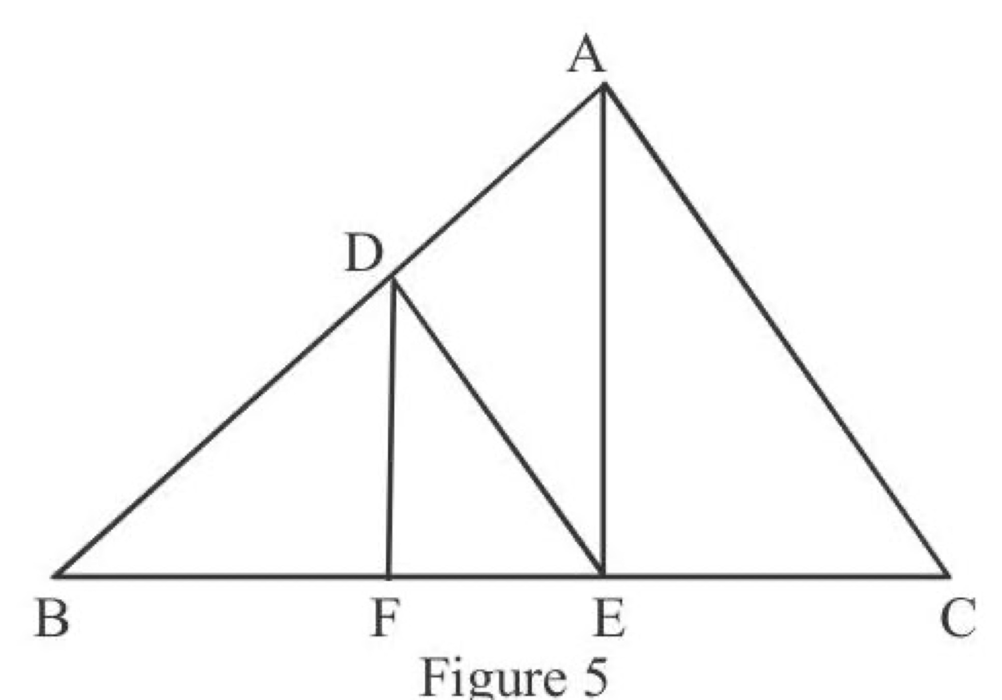 Triangle ABC with points D on AB, E and F on BC, DE parallel to AC and DF parallel to AE