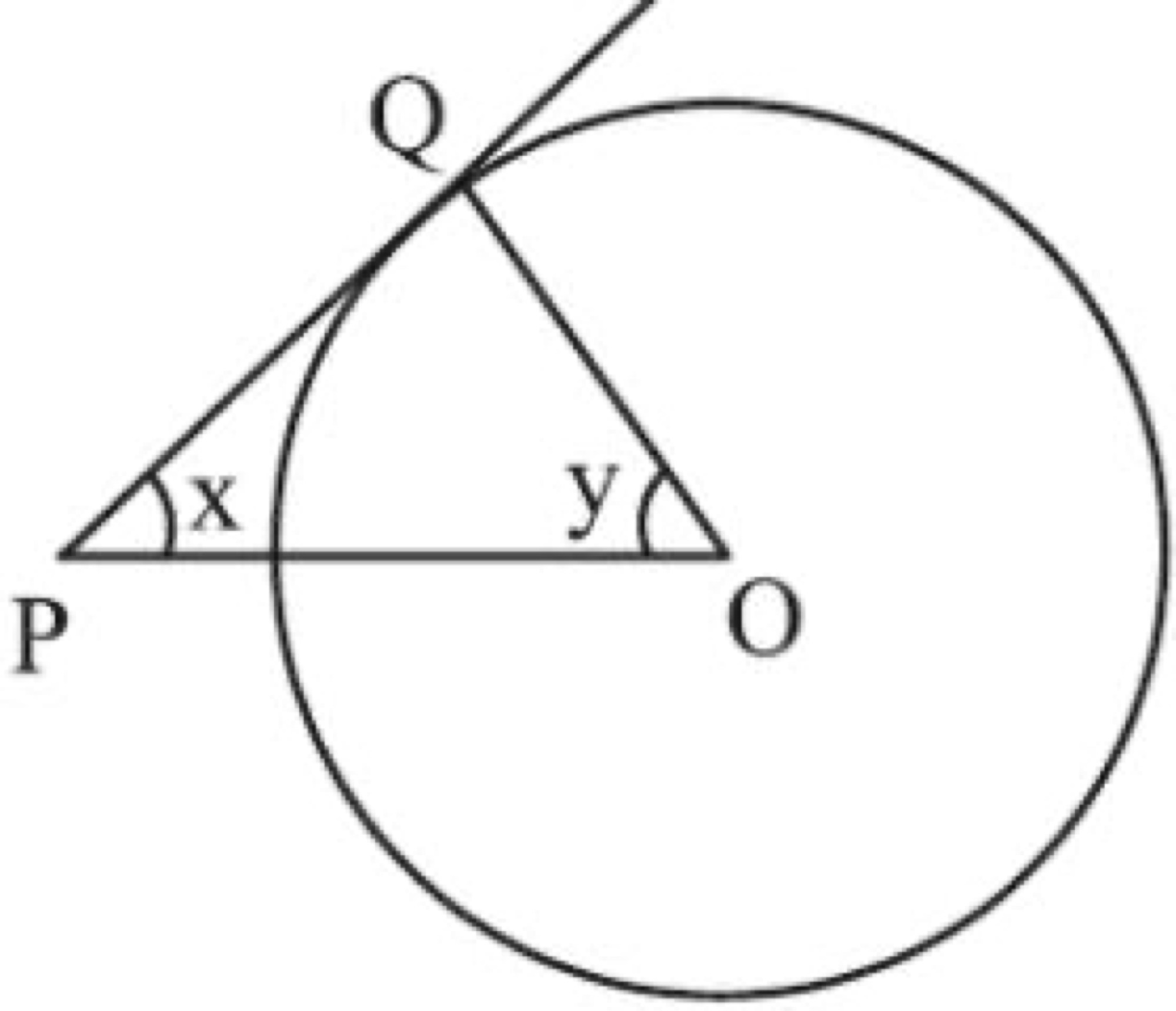 Circle with tangent PQ and centre O