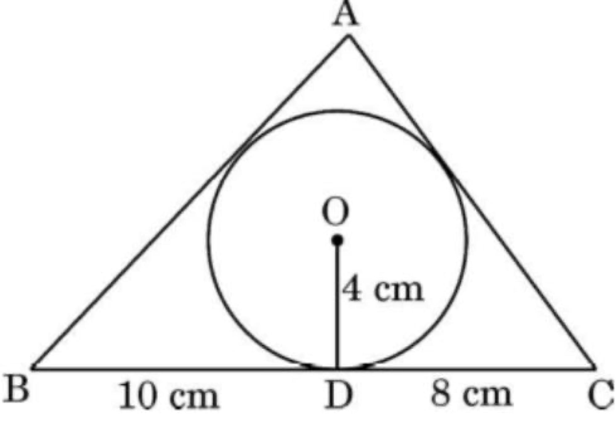 Triangle ABC circumscribing a circle