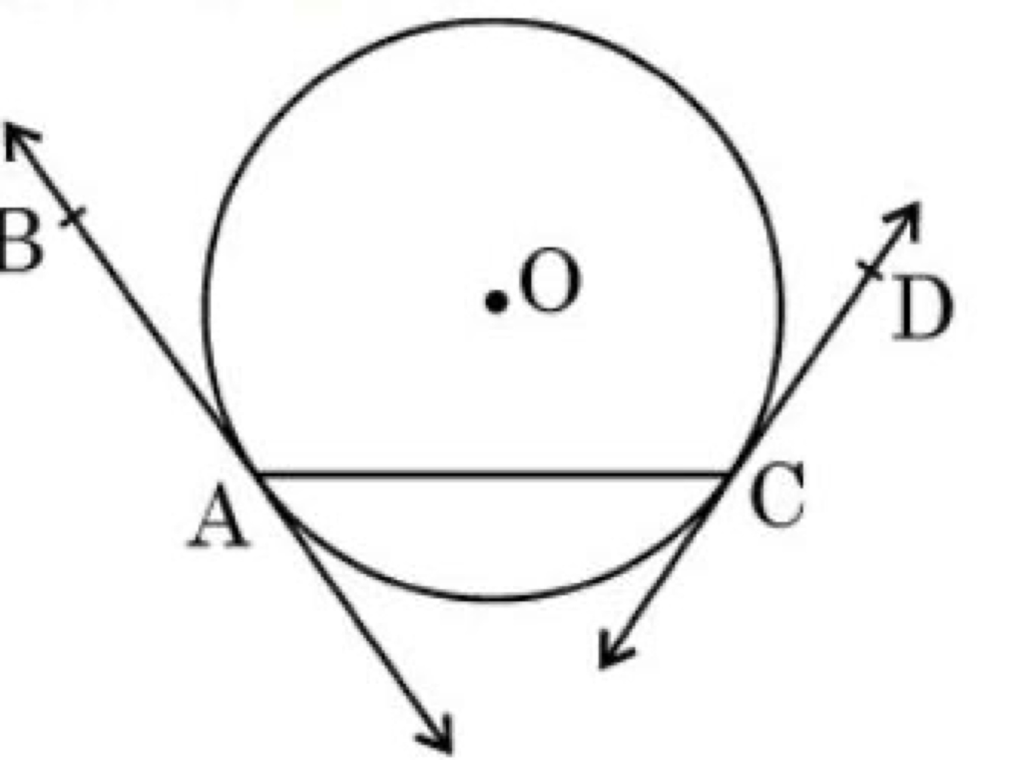 Circle with tangents AB and CD from points A and C