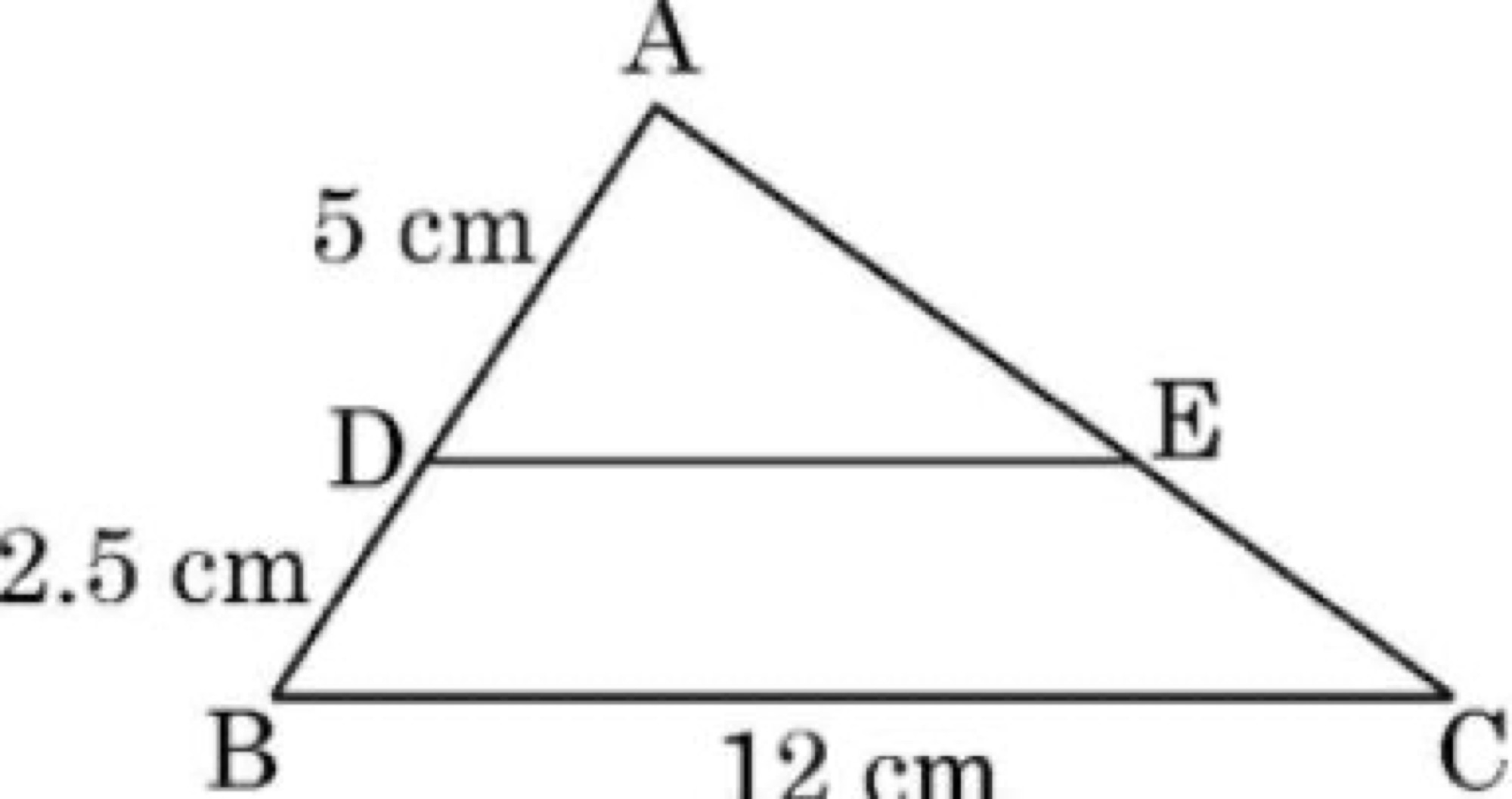 Triangle ABC with DE parallel to BC