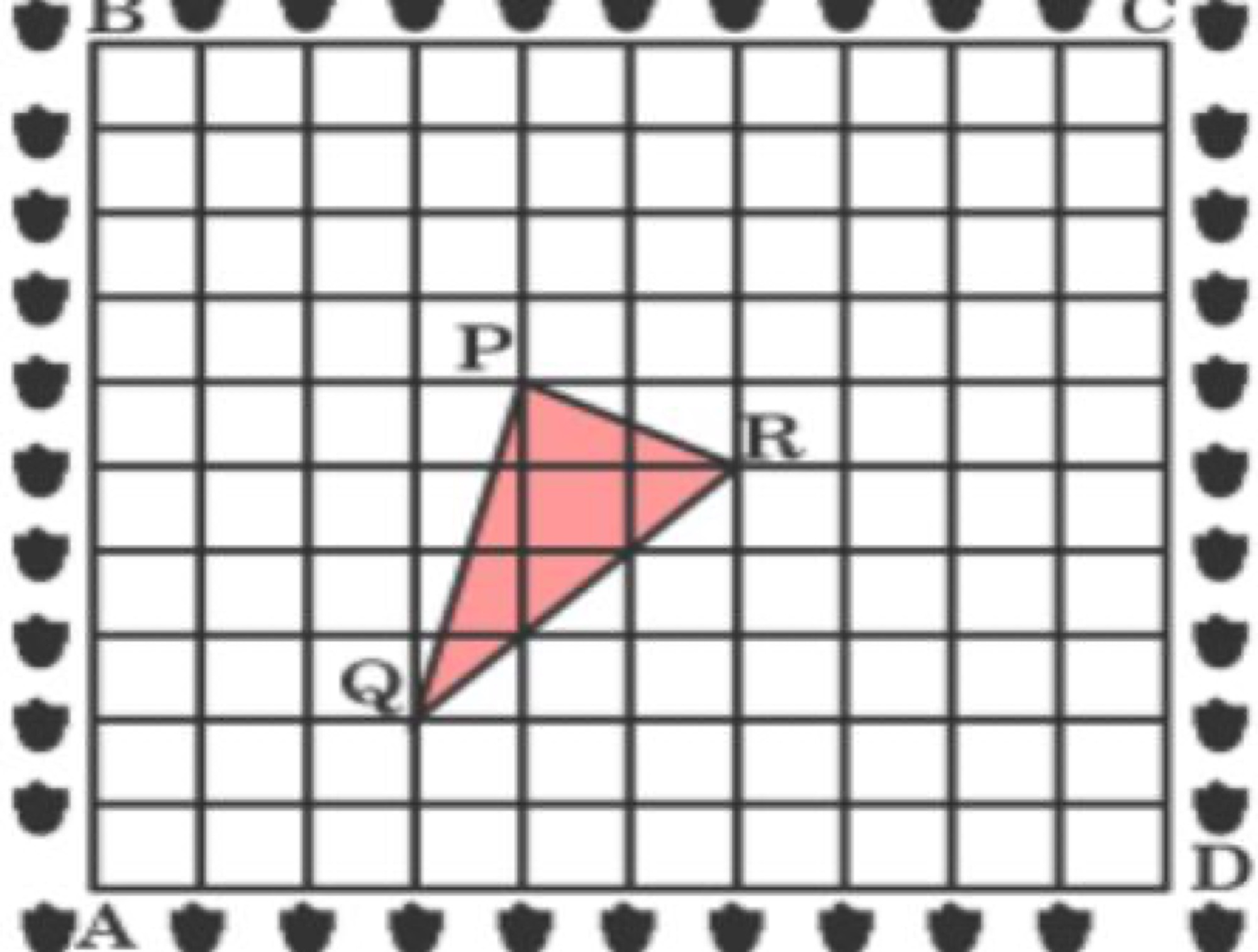 Garden grid with triangle PQR