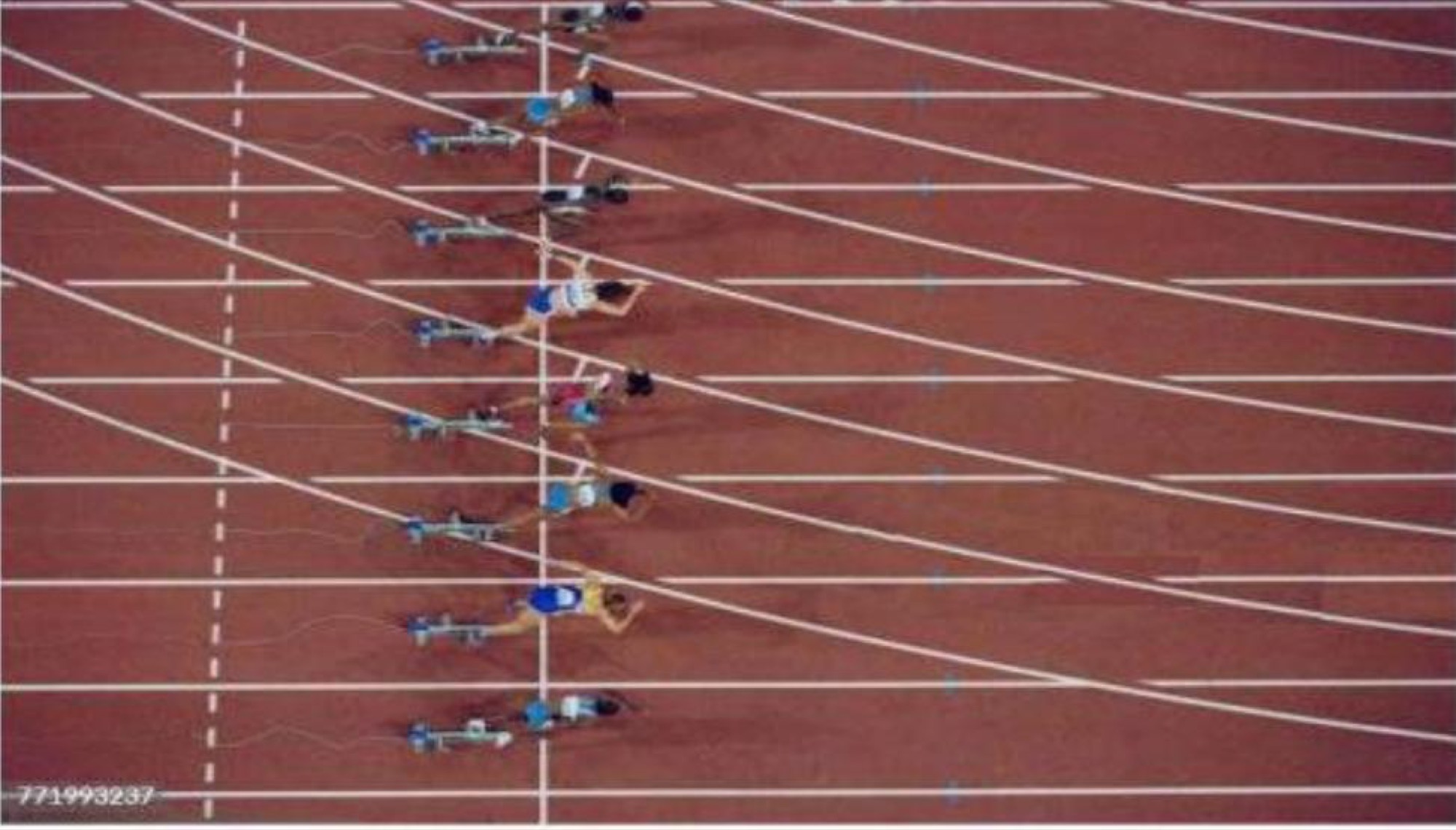Students at starting blocks of a running race
