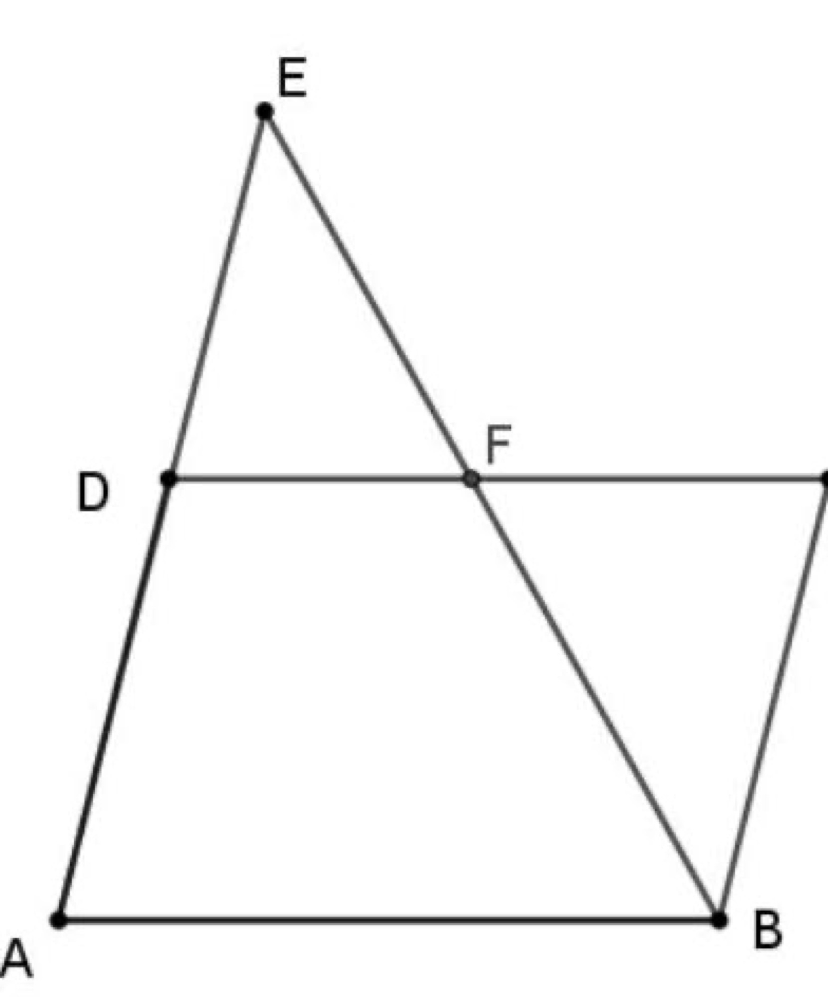 Parallelogram ABCD with AD produced to E, BE intersecting CD at F