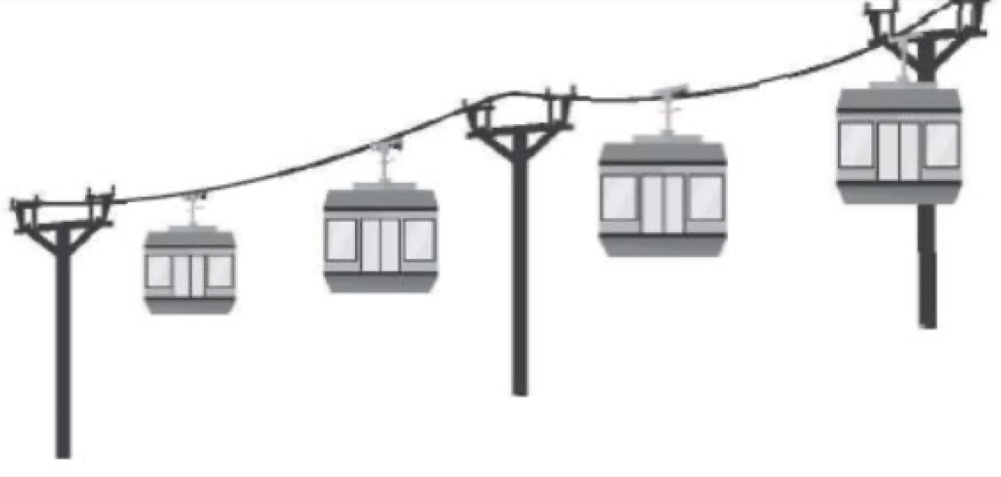 Cable cars on poles at a hill station